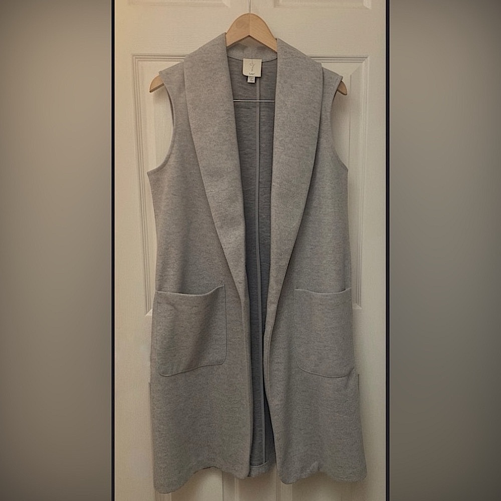 Joie Long Grey Wool-Blend Vest – Size Large